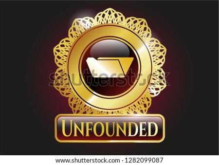  Golden emblem with folder icon and Unfounded text inside