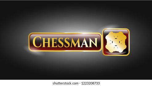  Golden emblem with four leaf clover icon and Chessman text inside