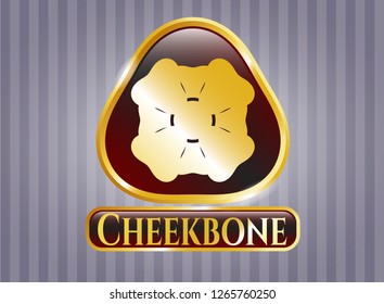  Golden emblem with four leaf clover icon and Cheekbone text inside