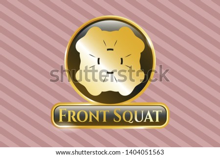  Golden emblem with four leaf clover icon and Front Squat text inside