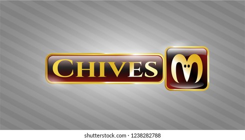  Golden emblem with goat head icon and Chives text inside
