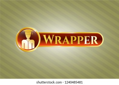  Golden emblem with graduated icon and Wrapper text inside