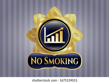  Golden emblem with growth chart icon and No Smoking text inside