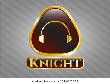  Golden emblem with headphones icon and Knight text inside