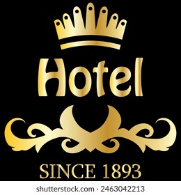 golden emblem hotel logo with crown