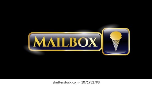   Golden emblem with ice cream icon and Mailbox text inside