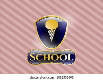  Golden emblem with ice cream icon and School text inside