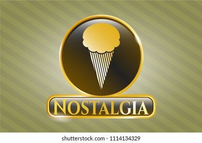  Golden emblem with ice cream icon and Nostalgia text inside