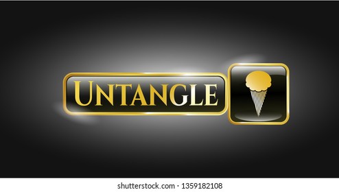  Golden emblem with ice cream icon and Untangle text inside