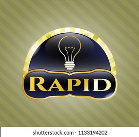  Golden emblem with idea icon and Rapid text inside