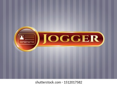  Golden emblem with identification card icon and Jogger text inside