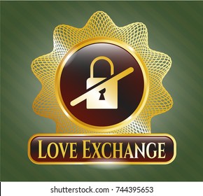  Golden emblem with inaccessible icon and Love Exchange text inside