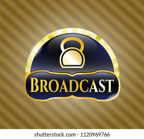  Golden emblem with kettlebell icon and Broadcast text inside