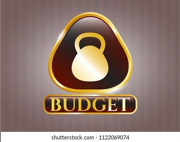  Golden emblem with kettlebell icon and Budget text inside