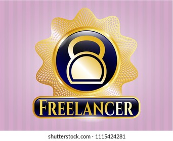  Golden emblem with kettlebell icon and Freelancer text inside