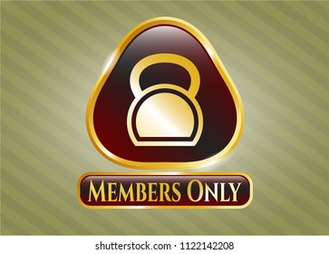  Golden Emblem With Kettlebell Icon And Members Only Text Inside