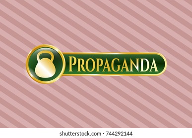  Golden emblem with kettlebell icon and Propaganda text inside