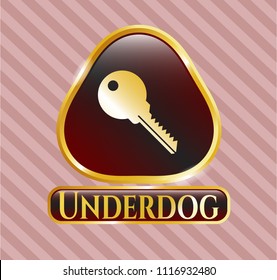  Golden emblem with key icon and Underdog text inside