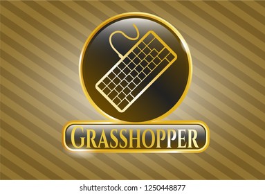  Golden emblem with keyboard icon and Grasshopper text inside