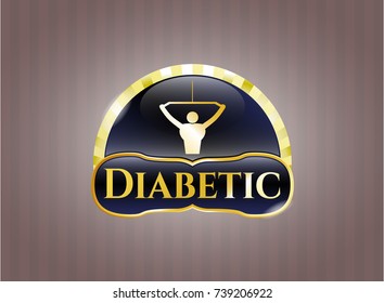  Golden emblem with lat pull down, exercise icon and Diabetic text inside