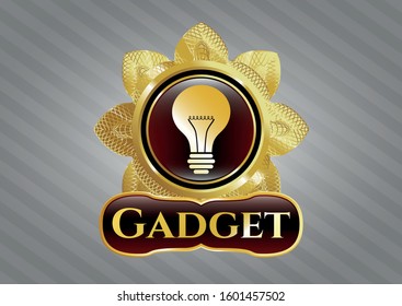  Golden emblem with light bulb icon and Gadget text inside