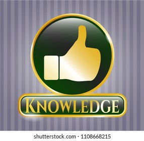  Golden emblem with like icon and Knowledge text inside