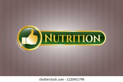  Golden emblem with like icon and Nutrition text inside