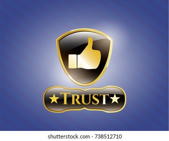  Golden emblem with like icon and Trust text inside