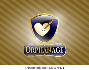  Golden emblem with love icon and Orphanage text inside