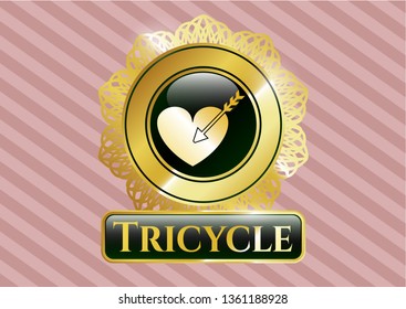  Golden emblem with love icon and Tricycle text inside