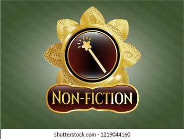  Golden emblem with magic stick icon and Non-fiction text inside