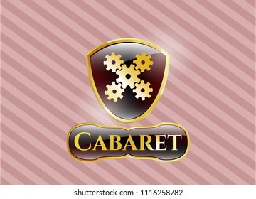  Golden emblem with mechanism icon and Cabaret text inside