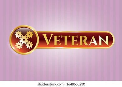  Golden emblem with mechanism icon and Veteran text inside