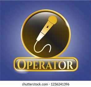  Golden emblem with microphone icon and Operator text inside