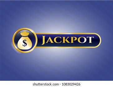   Golden emblem with money bag icon and Jackpot text inside