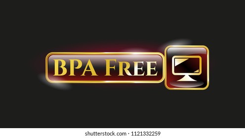  Golden emblem with monitor icon and BPA Free text inside