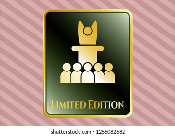  Golden emblem with motivational speech icon and Limited Edition text inside