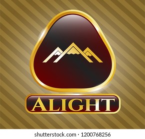  Golden emblem with mountain icon and Alight text inside