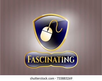  Golden emblem with mouse icon and Fascinating text inside