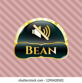  Golden emblem with mute icon and Bean text inside
