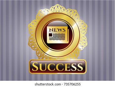  Golden emblem with newspaper icon and Success text inside