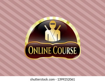  Golden emblem with ninja icon and Online Course text inside