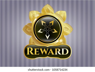  Golden emblem with ninja star icon and Reward text inside