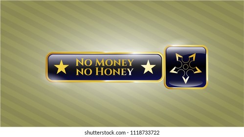  Golden emblem with ninja star icon and No Money no Honey text inside