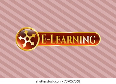  Golden emblem with ninja star icon and E-Learning text inside