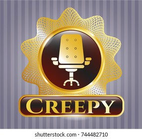  Golden emblem with office chair icon and Creepy text inside