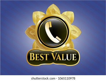   Golden emblem with old phone icon and Best Value text inside