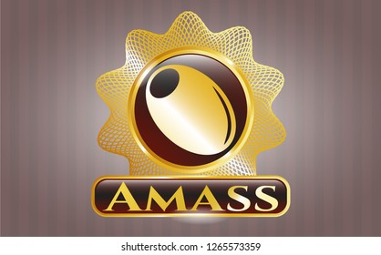  Golden emblem with olive icon and Amass text inside