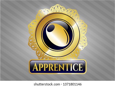  Golden emblem with olive icon and Apprentice text inside