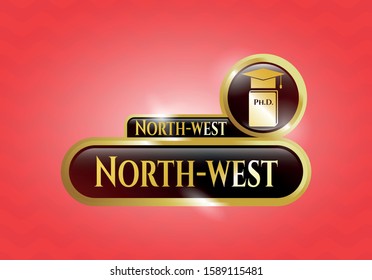  Golden emblem with Phd thesis icon and North-west text inside